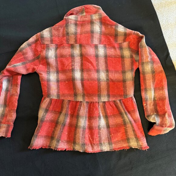 Mystree Washed Plaid Peplum Jacket/Blouse (Medium) - Picture 2 of 5